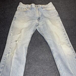 Vintage 90s Levis 505 Jeans Mens 34x30 Light Wash Blue Denim Straight Distressed